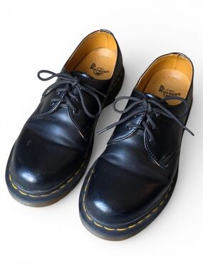 Dr. Martens Women's 9,  3-Eye Black Smooth Leather Oxford Shoes